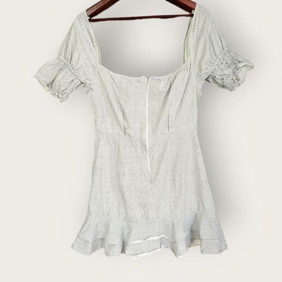 STYLESTALKER Kelly Puff Sleeve Sweetheart Neckline Cotton Feminine Mini Dress M - Picture 4 of 9